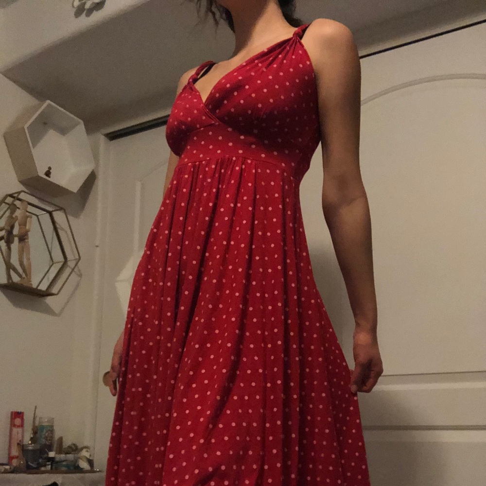 Red polka dot dress